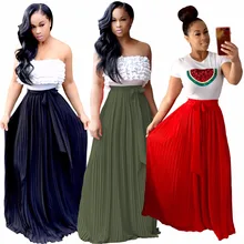 2017 autumn boho womens skirts long casual maxi skirt elastic waist flowy plus size skirts big floor-length bandage skirts