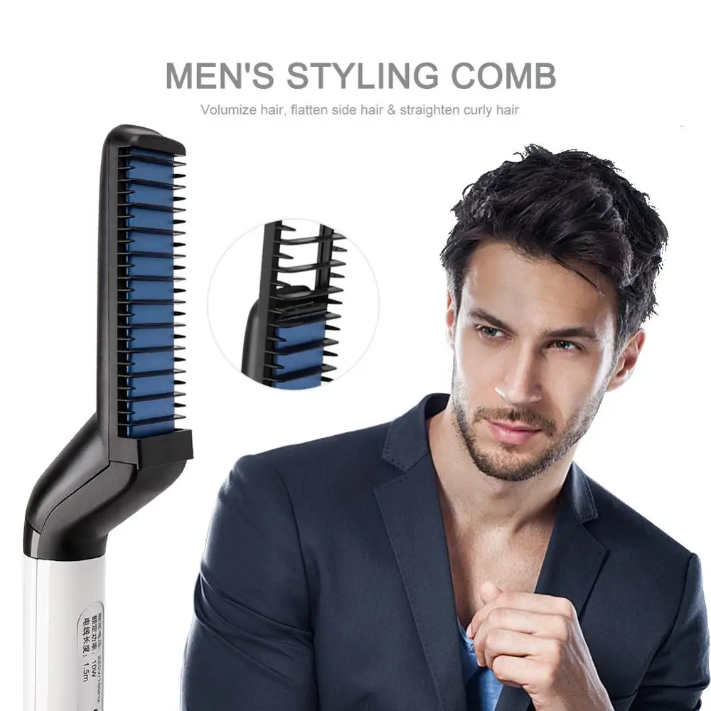 

Men Quick Beard Straightener Styler Comb Multifunctional Hair Curling Curler Show Cap Tool Electric Hair Styler for Men pn34