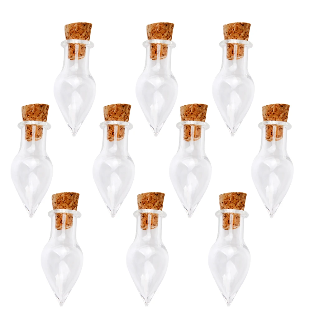 20 Pieces Glass Wishing Bottle Necklace Pendant Vials Charms Empty Bottles