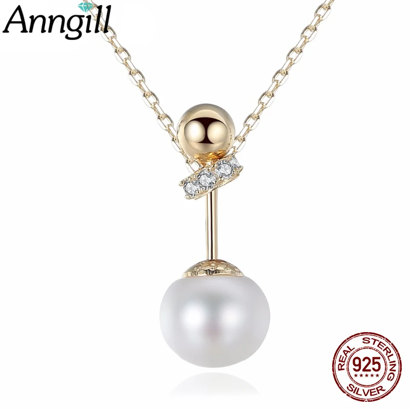 

New 925 Sterling Silver Pearl Necklaces Pendants Jwelry For Women Bijoux Femme Best Friend Friendship Jewellery Birthday Gift