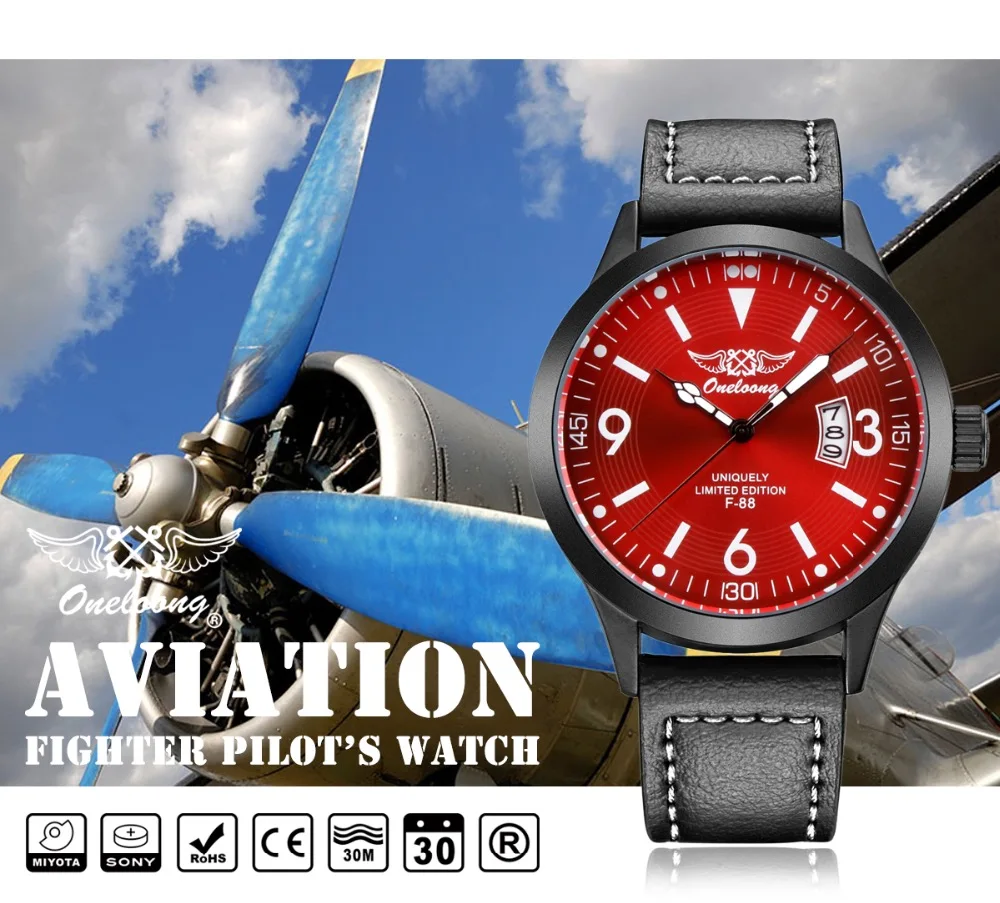 Aviador Relogio мужские военные спортивные часы модные кожаные кварцевые Авиатор Топ
