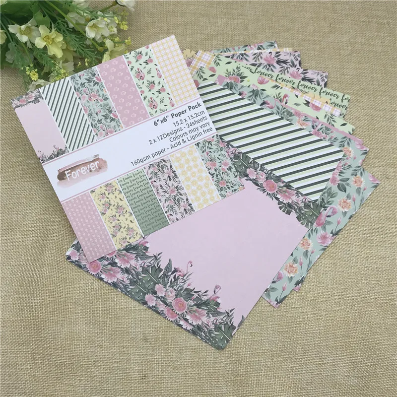 

6"X6"in forever flower patterned paper Scrapbooking paper pack handmade craft paper craft Background pad