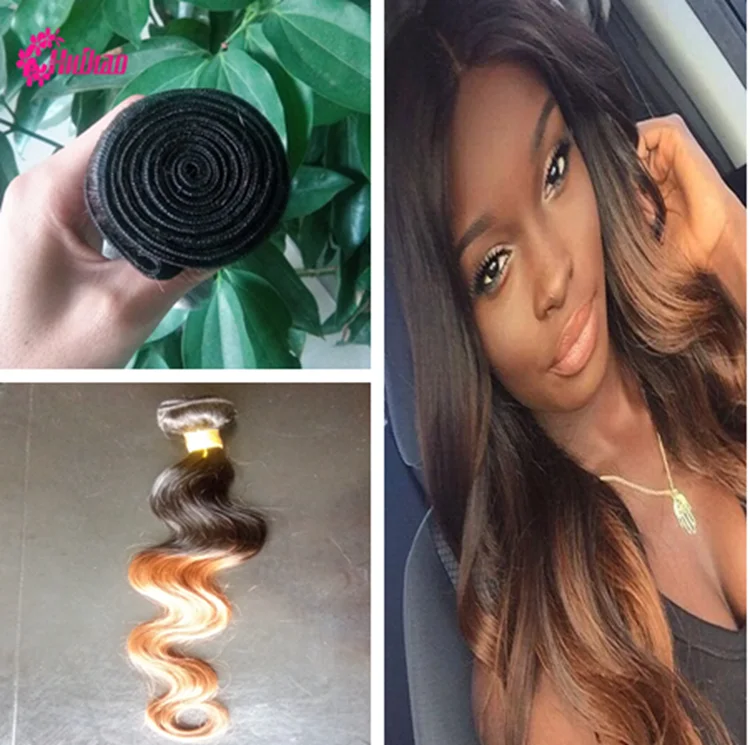 

Brazilian Hair Weave Bundles Brazilian Body Wave Extension Hot Sale Ombre Two Tone Weft T1B/30 Human remy Hair Weave 3 Bundles