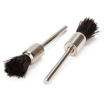

15pcs Black 8mm Dia Stainless Steel Bristle Brush With 3mm Mandrel For Jade Polishing