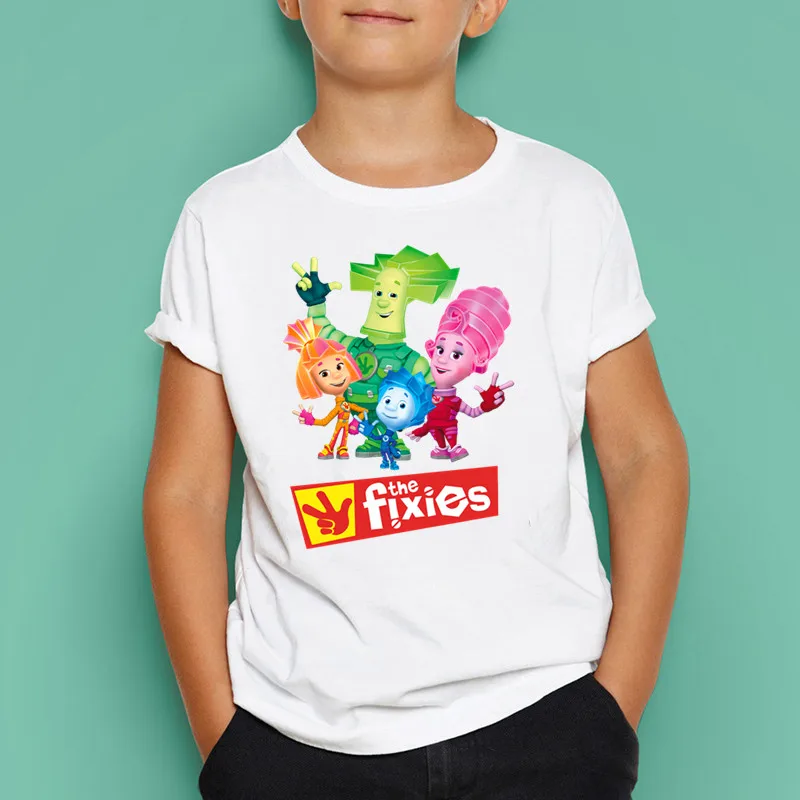 

Russian Cartoons The Fixies Print T Shirt Summer Kids Great Casual Tops Children's Funny T-Shirt Little Girls Clothing