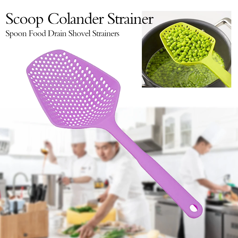 

Kitchen Gadgets Scoop Colander Strainer Spoon Food Drain Shovel Strainers Slotted Skimmer with Handle for Cooking Baking