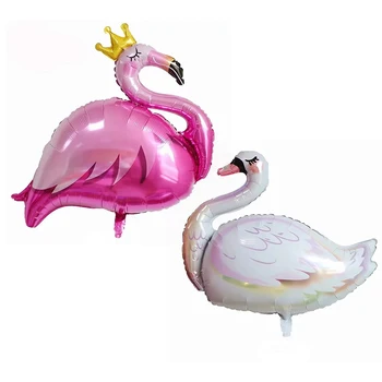 

50pcs Big White pink Swan Flamingo Foil Balloons Happy Birthday Wedding Party Decorations Kids girl Toys Baby Shower Air Globos