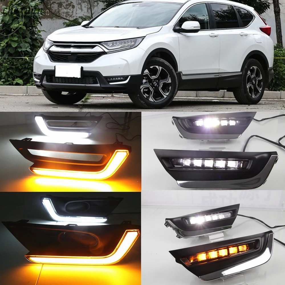 CSCSNL 2 шт. для Honda CRV CR-V 12 В светодиодный DRL дневные ходовые огни с желтым сигналом поворота противотуманный светильник