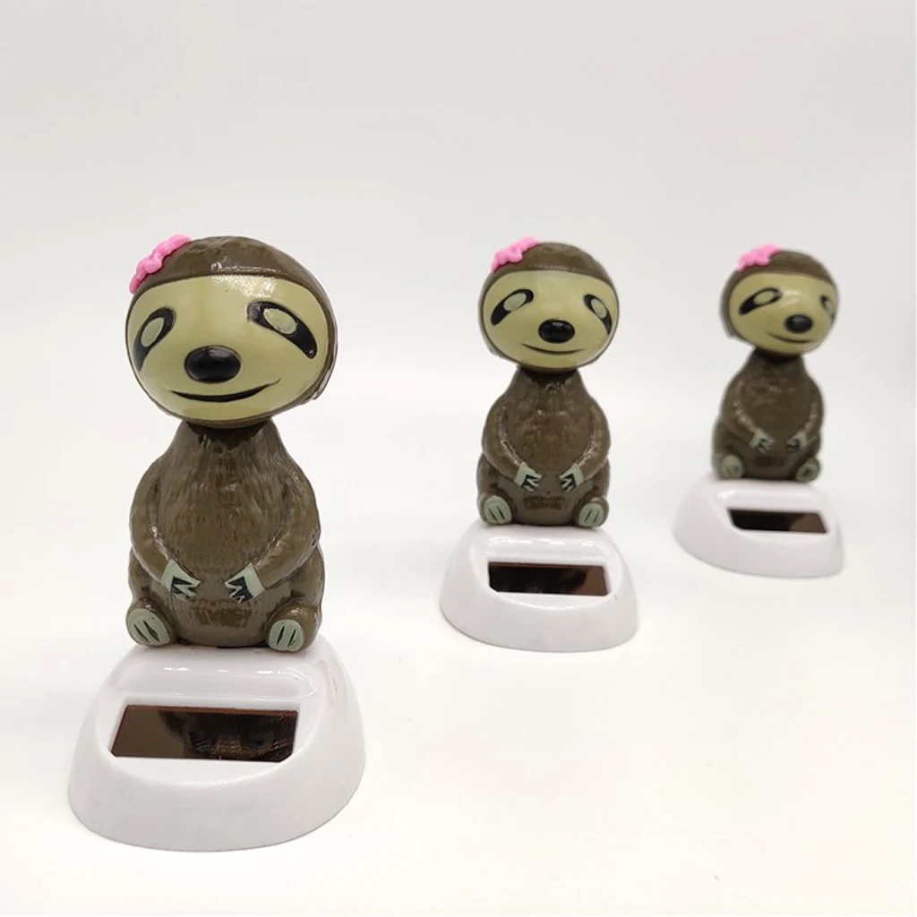 Cartoon Solar Powered Tree Sloth Figurine - Nodding Dancing Swing Animal Model Kids Educational Toy Home Desk Decor