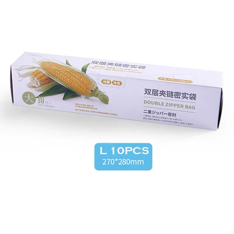 L 10pcs 10/20 шт. многоразовые свежий мешок с застежкой-молнией замораживания нагрева Еда Саран Обёрточная бумага сумка для хранения Универсальная вакуумная Герметичная сумка Кухня аксессуары - Цвет: L 10pcs