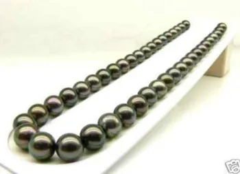 

FREE SHIPPINGAAA+ 9-10MM Natural BLACK Tahitian Cultured PEARL NECKLACE 18" AAA