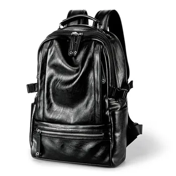 

PU leather backpack 14 "laptop bag multi-functional retro weight reduction waterproof anti-theft lightweight student backpack