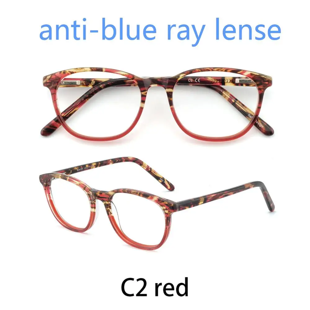 OCCI очки chiari Женская оправа прозрачные линзы близорукость оптические очки модные ацетатные очки для глаз розовый красный MEGHA - Цвет оправы: C2a red