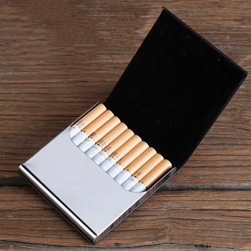 

Gift for Man PU Leather Cigarette Case Box with Magnetic Buckle & Velvet Liner Holding 10pcs for Men Women Unisex Waterproof