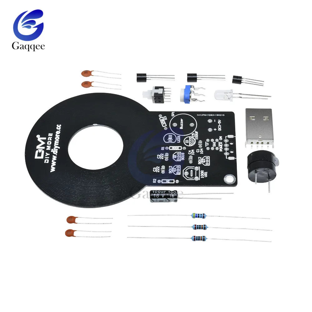 DC 3V-5V Metal Detector Kit 60mm Detective Non-contact Sensor Module with 18650 USB Power Bank Box Metal Finder Electronic DIY 3