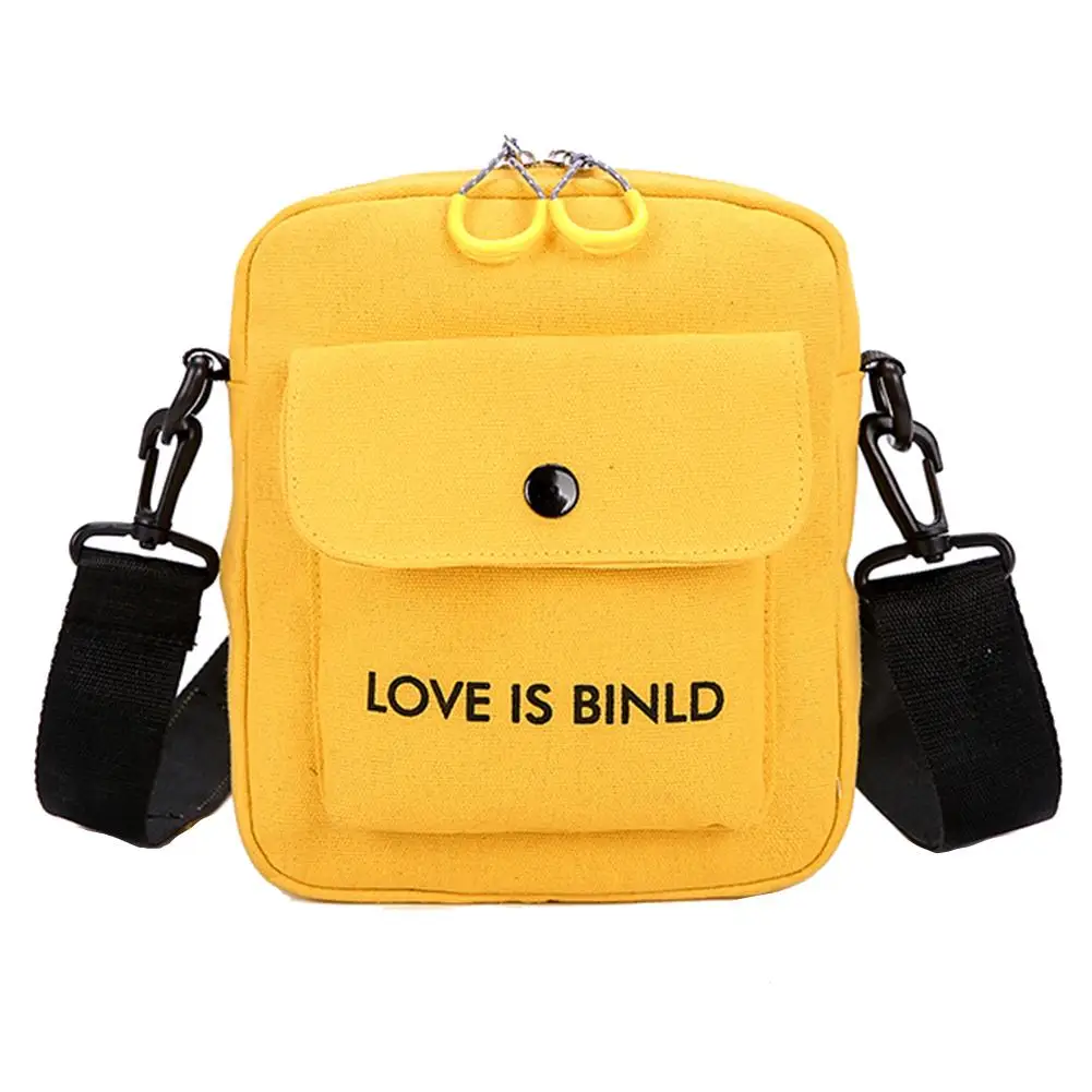 

Letter Print Casual Women's Canvas Crossbody Shoulder Bag Small Square Pouch