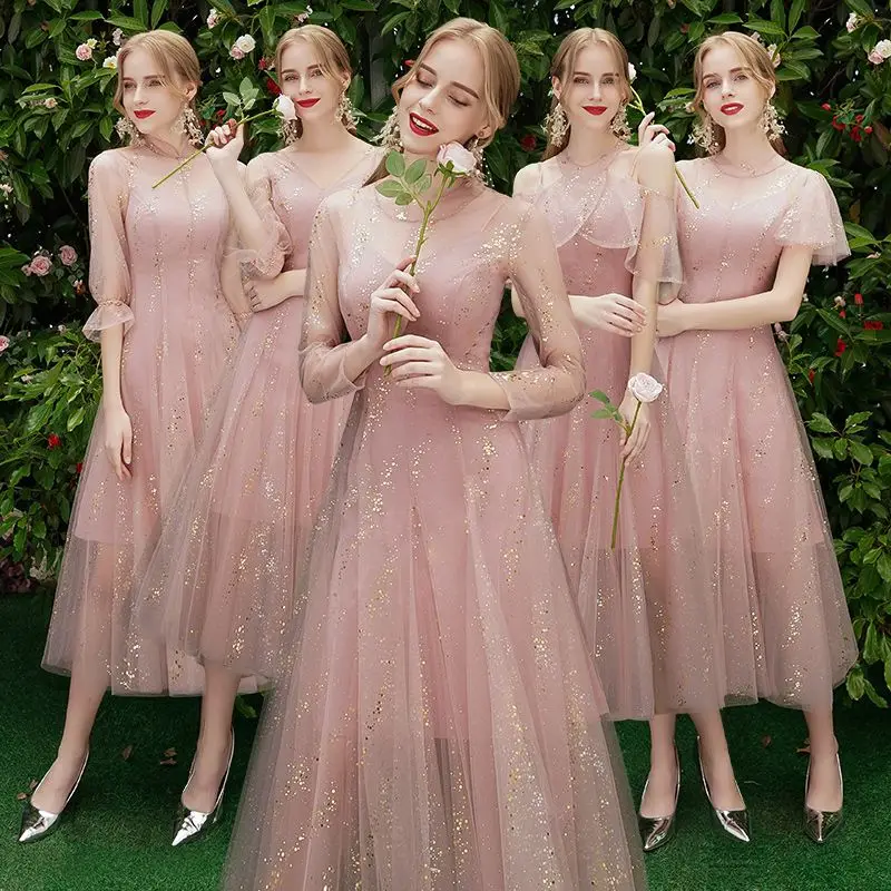 Beauty Emily A line Lace Red Bridesmaid Dresses 2019 Long for Women Wedding Party Prom Women Dresses