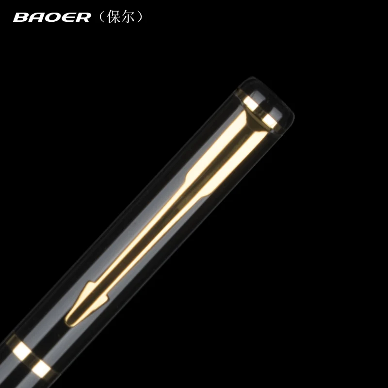 Роскошная черная 0 5 мм металлическая шариковая ручка Baoer 801 Золотая клипса