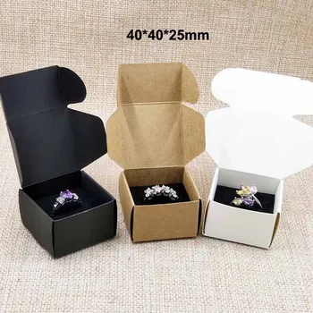 

20pcs brown/white/black cardboard ring packing display box with black velvet sponage inside custom logo moq 1000pcs