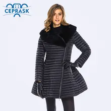Ceprask 2016 High Quality women’s winter coats Plus Sizefemale jacket Slim Belt fashion Warm Parka camperas casaco