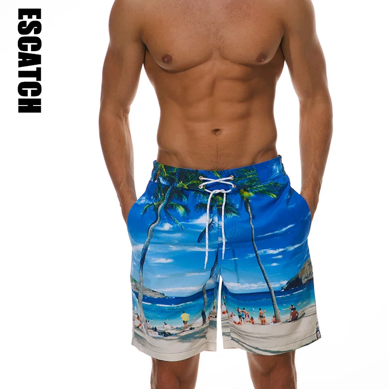 

Escatch Board Shorts New Design 3D Print Beach Shorts Swimming Trunks Athletic Gym Running Shorts Summer Swimsuit