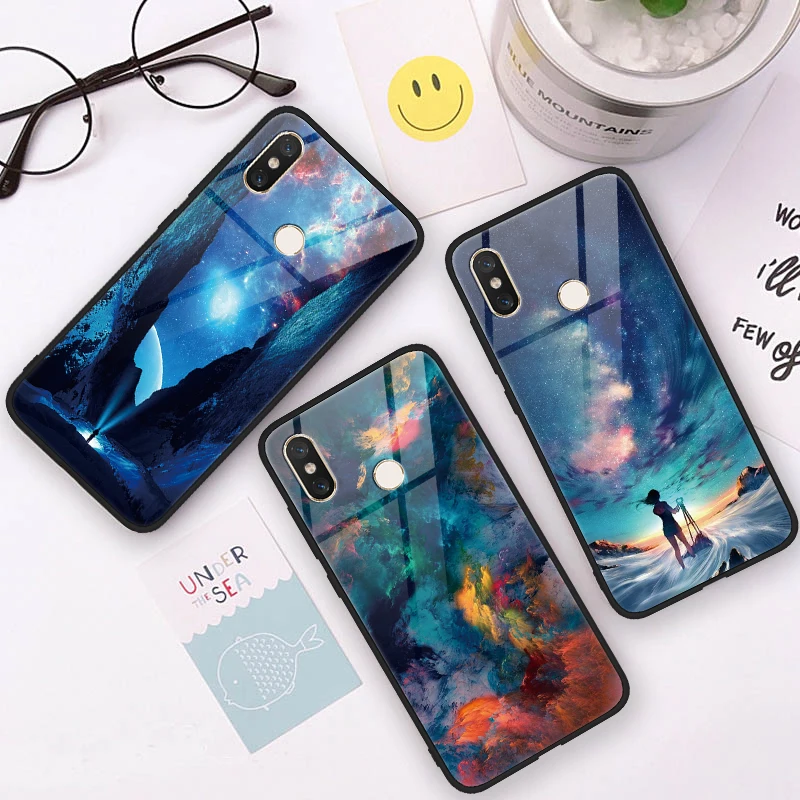 Чехол с узором из закаленного стекла для Huawei Nova 3 чехол Xiaomi Redmi Note 6 5 S2 Plus Pro Mi 8 Lite A2