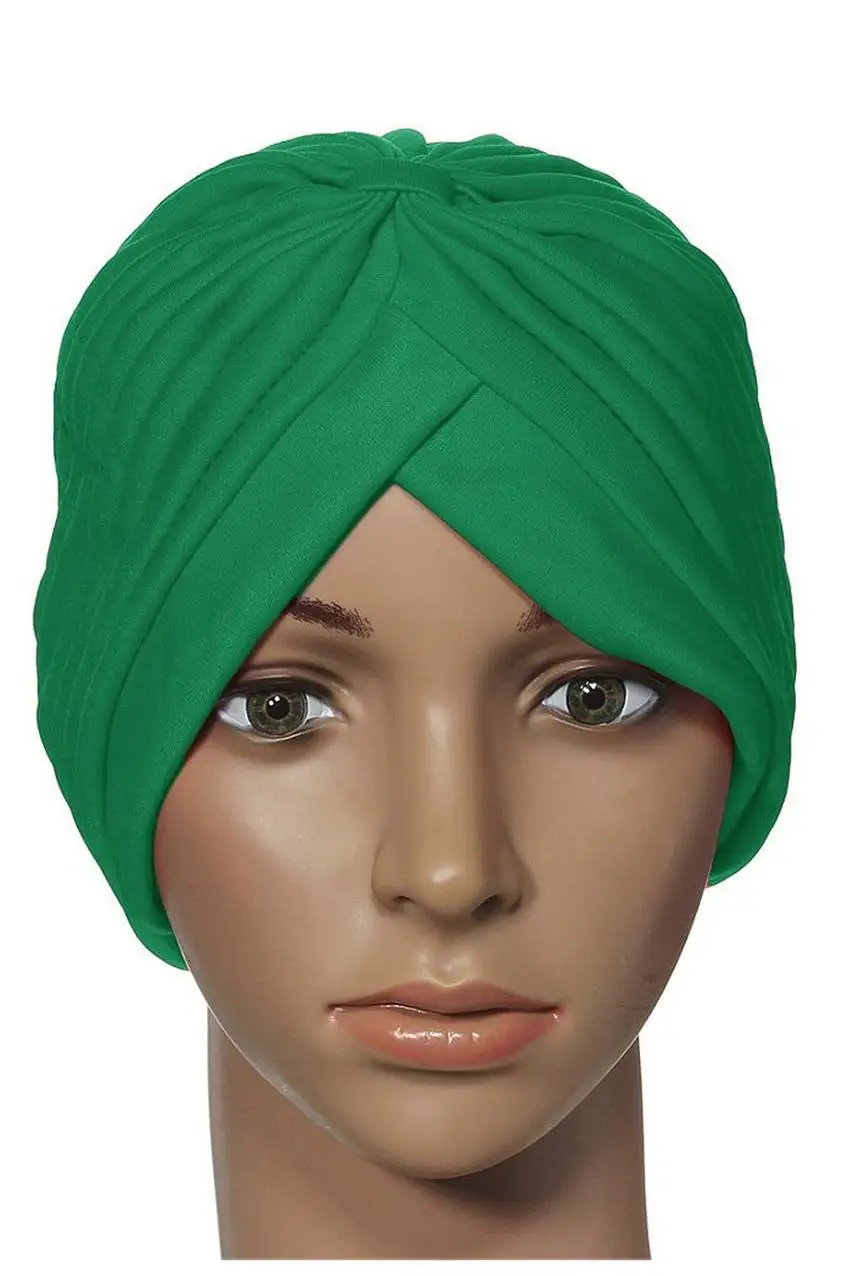 Женская накидка шляпа Эластичный Тюрбан головной убор шляпа для йоги шапка зеленая