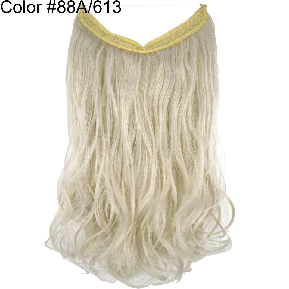 

TOPREETY Halo Hair Extensions Invisible Elastic Wire Hidden Wavy Hairpiece No Clip Heat Resistant Synthetic Fiber TPYLW90