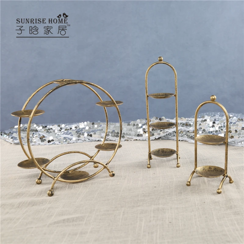 

Vintage Gold Iron Ferris Wheel Cake Stand Birthday Party Hotel Cake Decoration Wedding Dessert Cupcake Plates Bar Baking Supply