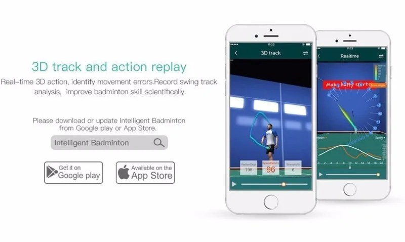 Интеллектуальный Bluetooth бадминтон датчик ракетки супер светильник тренировочный анализатор движения отслеживание и мониторинг спорта Q1040CMB
