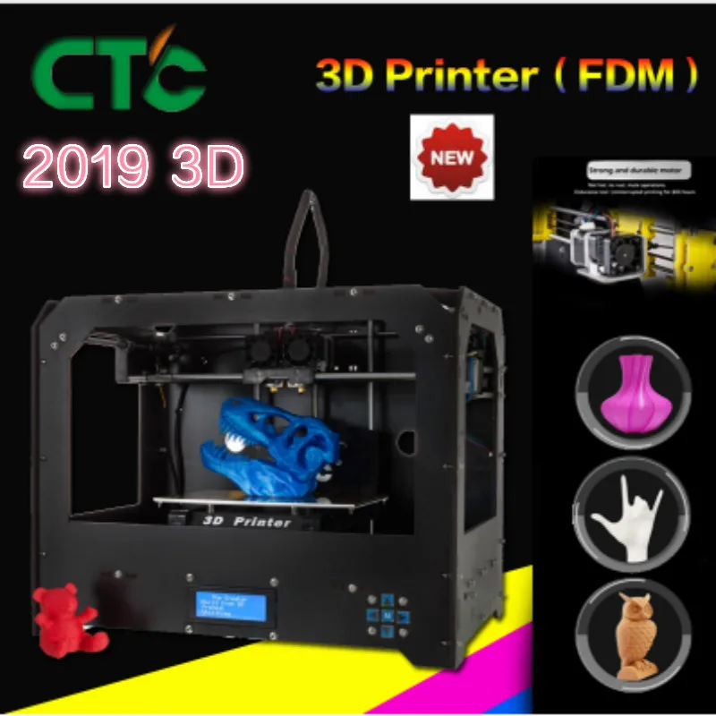 3d-принтер CTC двойной экструдер + новый двойное сопло 8 x дюйма с катушкой Abs или Pla |