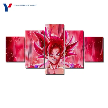 

Dragon Ball Super Saiyan God 5 Panels Modern Art Anime Poster Living Room Decoration A0430