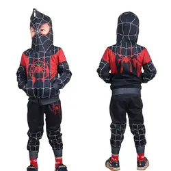 Костюм Человека-паука для мальчиков, куртка, штаны, комплекты для детей, костюм супергероя, костюмы на Хэллоуин для детей, костюм карневаля