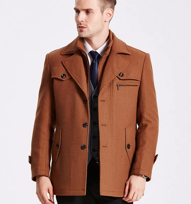 Новые мужские зимние ватные шерстяные куртки, пальто, съемная стеганая подкладка, на пуговицах, шерсть, бушлат, толстая ватная куртка, пальто для мужчин