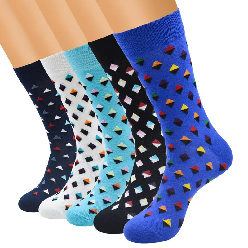 

Geometric Rhombus pattern Men's Cotton SOCKS Pure Cotton European Large Size Men's Tide Socks
