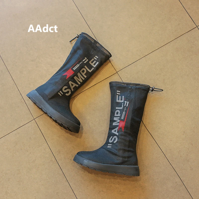 

AAdct Cotton warm high boots for girls New fashion girls boots 2018 Winter plus velvet kids boots non-slip