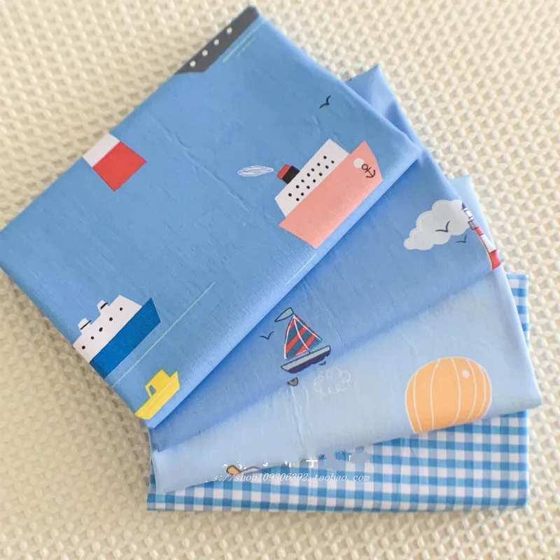

1.6m width blue series cotton twill fabric DIY Sewing Quilting Fat Quarters Material For Baby&Child
