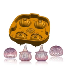 Новинка, 4 сетки, подарок на Хэллоуин, 3D Тыква, кубики льда, в форме тыквы, поднос для льда, силиконовая принадлежности для барной вечеринки