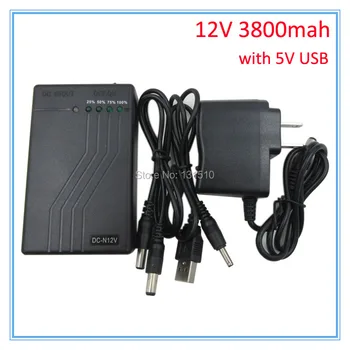 

100pcs/lot DC 12V 3800mah/USB 5V 6800MAH Rechargeable Li-ion Battery For CCTV Camera power tools
