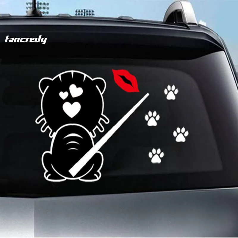 

Reflective Cartoon Funny Cat Kiss Moving Tail Sticker Car Stickers Window Wiper Decals Rear Windshield Car Styling Decor Sticker