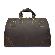 Винтажная вместительная сумка Crazy Horse из натуральной кожи через плечо, дорожная сумка, мужская сумка для багажа, большая сумка для ноутбука, сумка с карманами