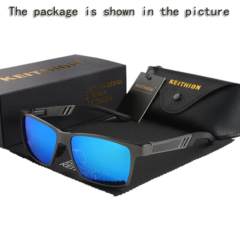 HEITHION Men Polarized Sunglasses Aluminum Magnesium Sun Glasses Driving Glasses Rectangle Shades For Men Oculos masculino Male