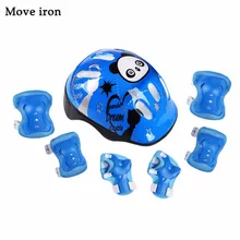 7pcs Panda Kids Bicycle Helmet Elbow Wrist Knee Pads Sport Cyling Bike Helmet for Children Skateboard Mtb Riding casco ciclismo