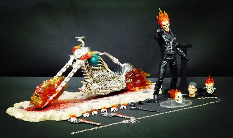 

[TOP] 44cm Super hero Ghost Rider extremely alloy mobile doll LED light fire knight and Motorcycle figure ornaments model toy