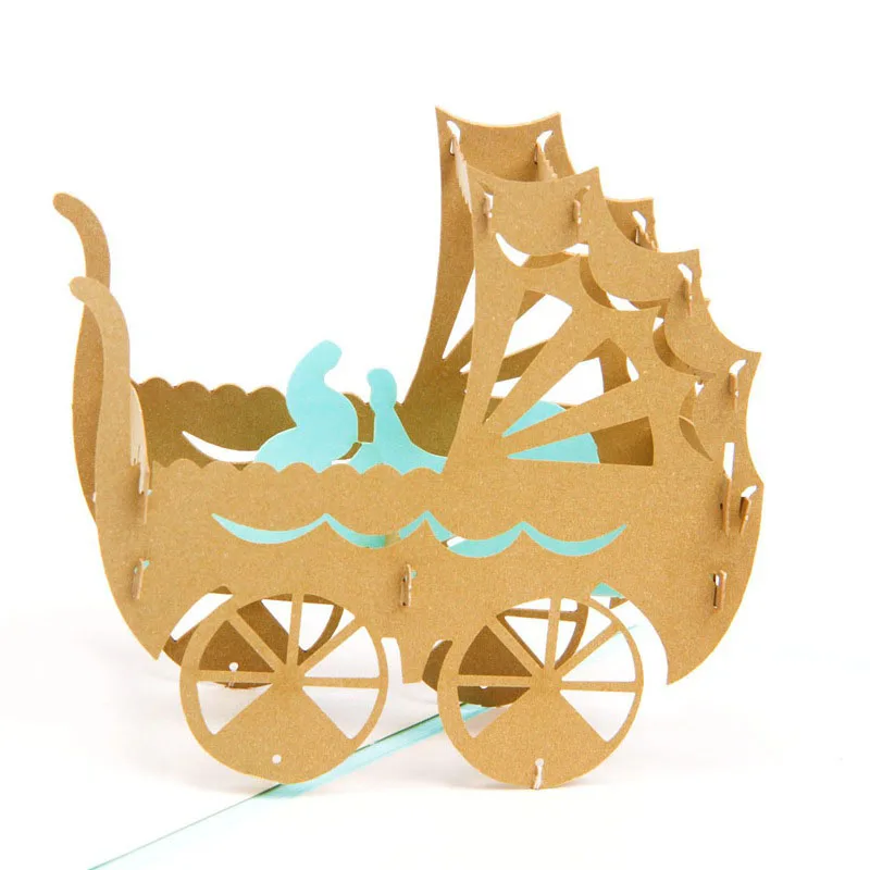  3D Laser Cut Handmade Carving Newborn Baby Party Paper Invitation Greeting Cards PostCard Baby Boy  - 32794875477