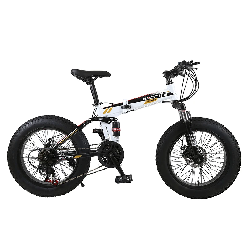Flash Deal KUBEEN Snow Bike Folding MTB 20" 7 21 24 27 speed double disc mountain Fat Bicycle Suspension Steel Frame 4" Tire aluminum wheel 0