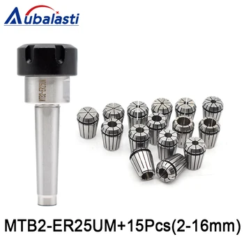 

Aubalasti MT2 Shank Holding ER25UM MTB2 Collet Chuck Morse 2 Taper Tool Holder+15pcs Spring Collet CNC Milling Extension Rod