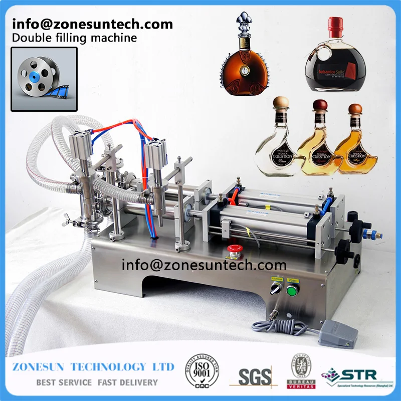 1000-5000ml Horizontal Full Pneumatic double shampoo Filling Machine, essential oil filling machine