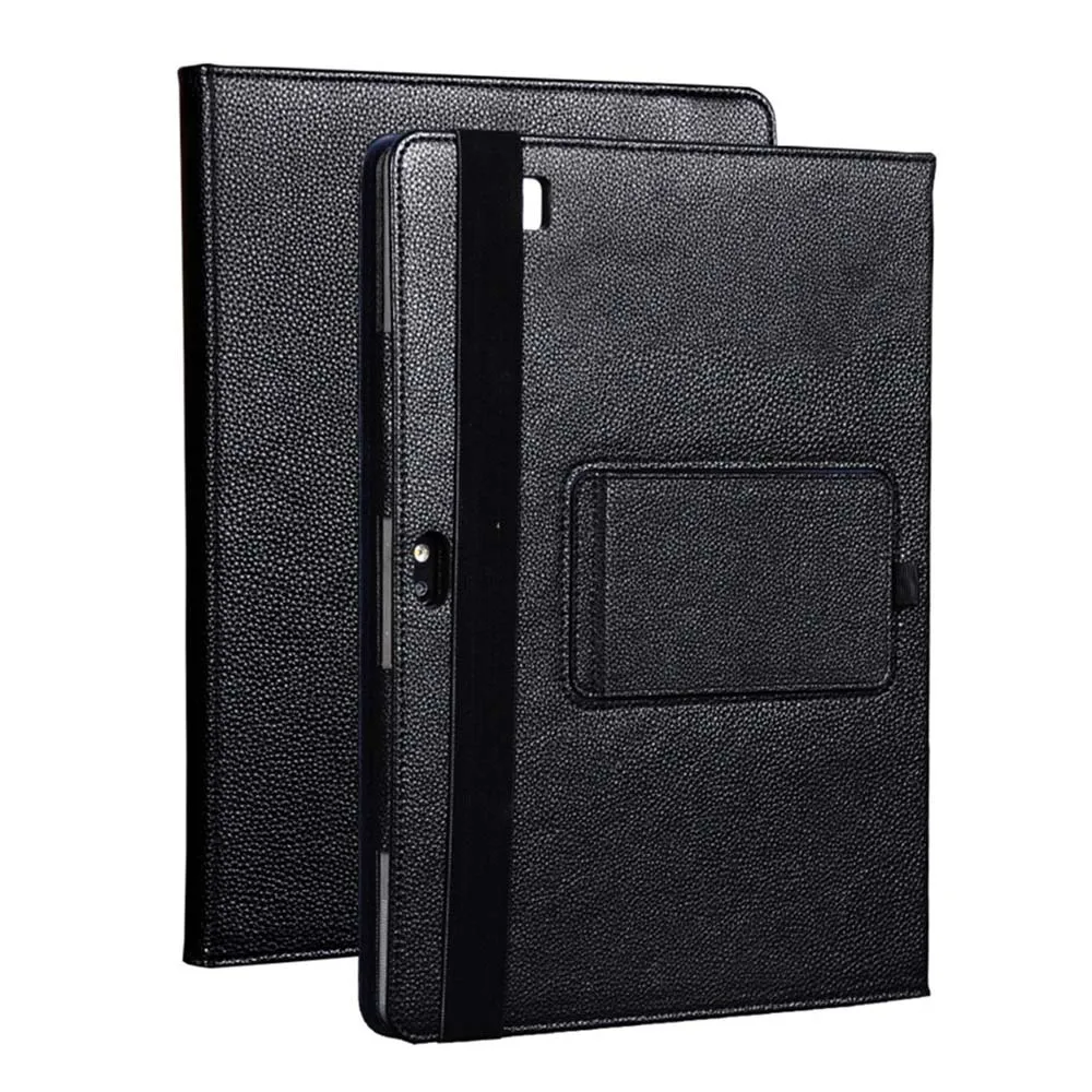 Fashion Black Litchi Grain PU leather Protective Folding Folio Case For