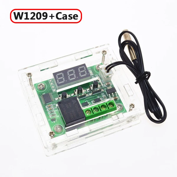 

W1209 DC 12V -50 to +110 Temperature Control Switch Thermostat Thermometer+Cable+Case Enclosure Transparent Acrylic Box Cover